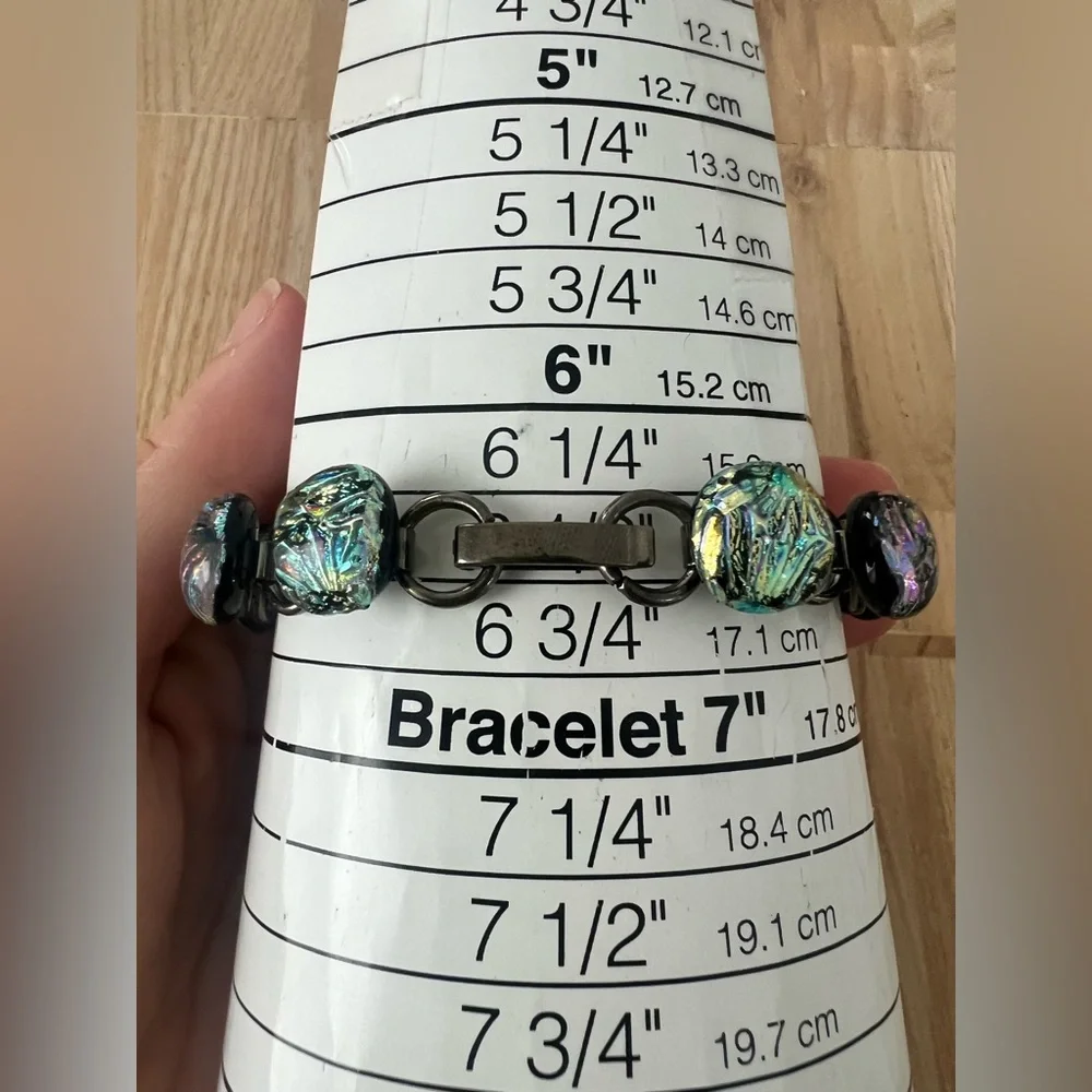 Geneva ladies dichroic glass bracelet watch NEW BATTERY